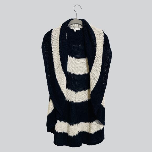 CAbi #679 Womens Nautical Stripe Skipper Sweater Vest Wrap Blue White Knit Sz M - Picture 1 of 9